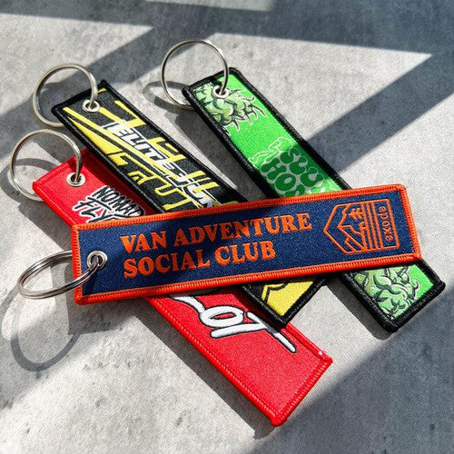 Custom Double-Sided Woven Flight Key Tag – Free Design Proof & Quote
