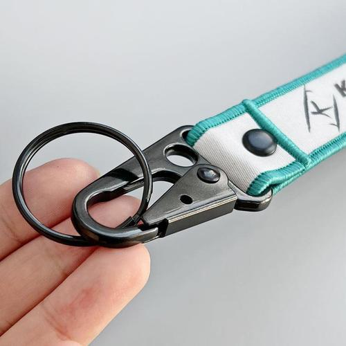 Custom Double-Sided Woven Flight Key Tag with Snap Hook - Free Design Proof & Quote