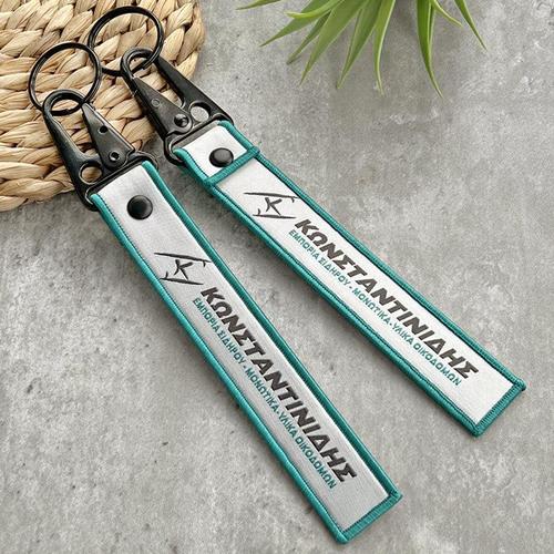 Custom Double-Sided Woven Flight Key Tag with Snap Hook - Free Design Proof & Quote