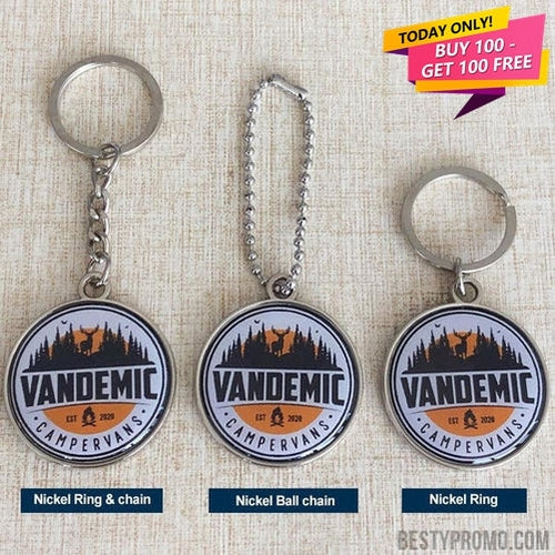 Custom Double-Sided Domed Metal Keychain – Free Proof & Quote