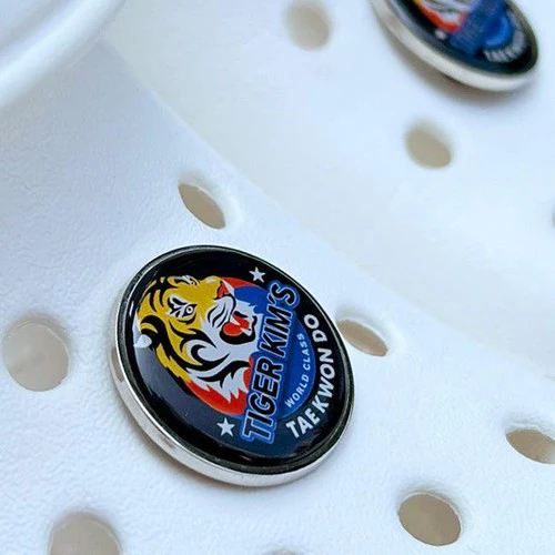 Custom Logo Domed Metal Clog Charms - Free Design Proof & Quote