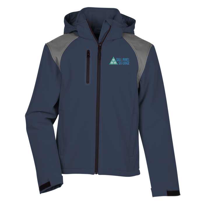 Custom Contrasting Colour Hooded Soft Shell Jacket - Men's