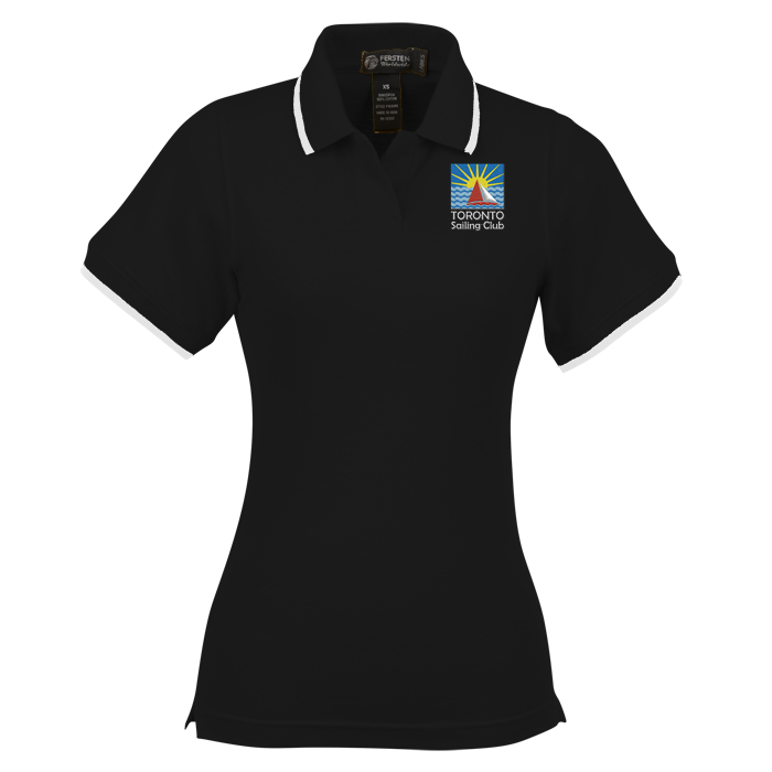 Custom Tipped Combed Cotton Pique Polo - Ladies'