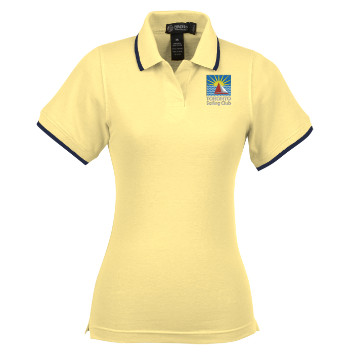 Custom Tipped Combed Cotton Pique Polo - Ladies'