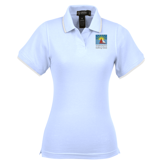 Custom Tipped Combed Cotton Pique Polo - Ladies'