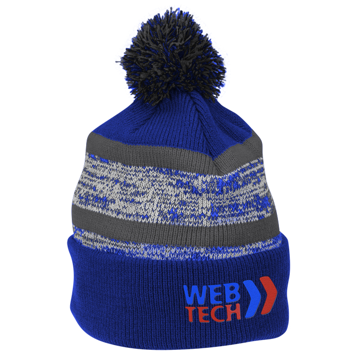 Custom Melange Striped Pom Pom Cuffed Toque - 24 hr