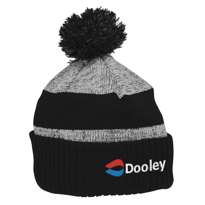 Custom Pom Pom Melange Beanie with Ribbed Cuff - 24 hr