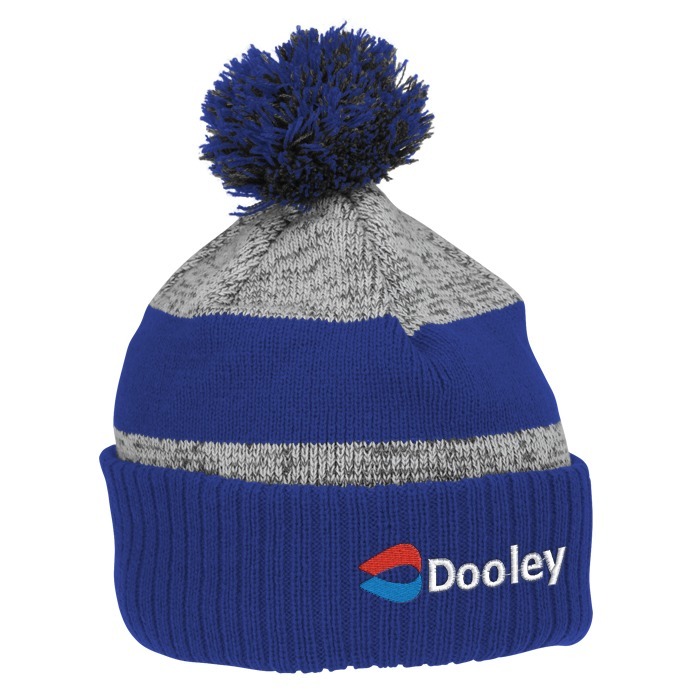 Custom Pom Pom Melange Beanie with Ribbed Cuff - 24 hr