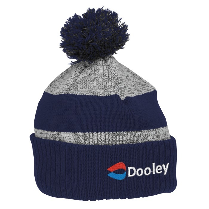 Custom Pom Pom Melange Beanie with Ribbed Cuff - 24 hr