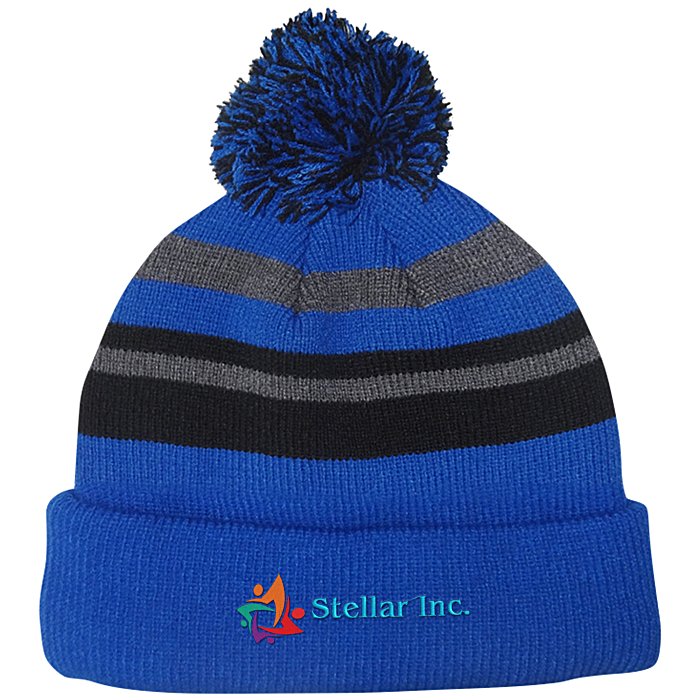 Custom Microfleece Lined Pom Pom Beanie