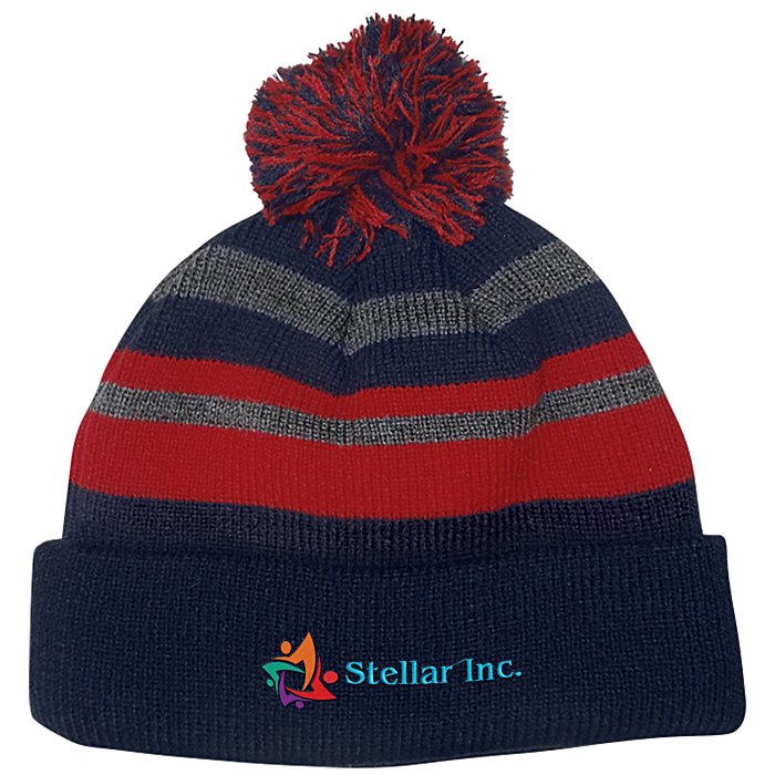 Custom Microfleece Lined Pom Pom Beanie