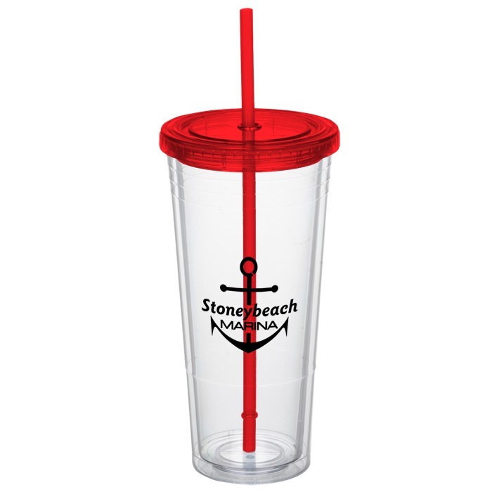Custom Double Wall Tumbler with Straw - 24 oz - 24 hr