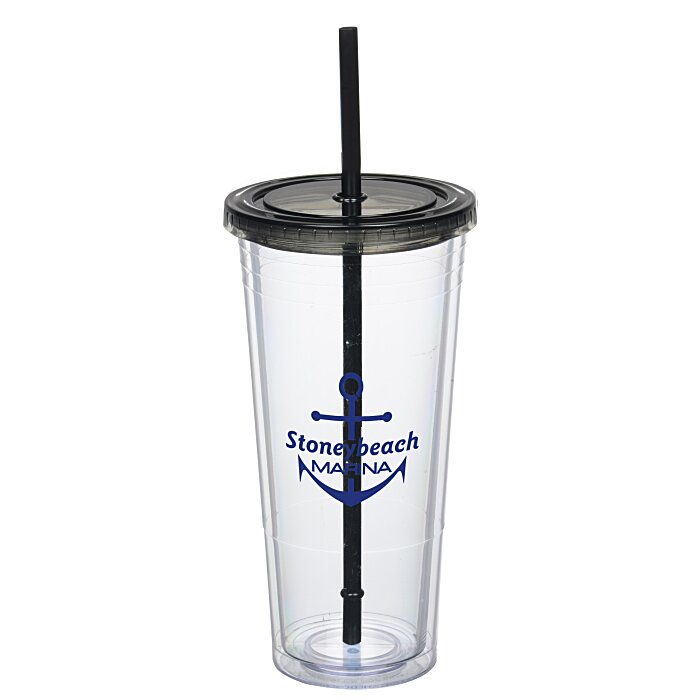 Custom Double Wall Tumbler with Straw - 24 oz - 24 hr