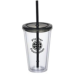 Custom Double Wall Tumbler with Straw - 16 oz - 24 hr