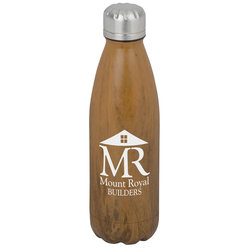 Custom Rockit Claw Stainless Water Bottle - 17 oz - Wood Grain - 24 hr