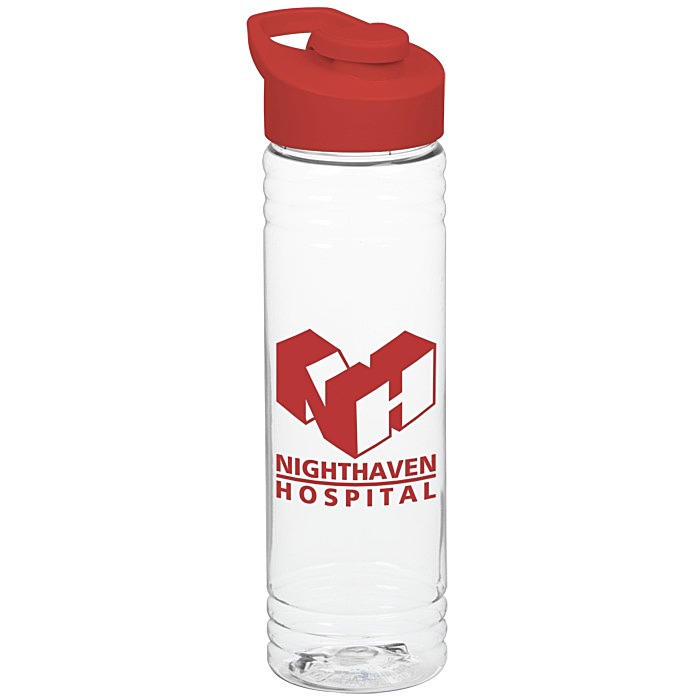 Custom Clear Impact Halcyon Water Bottle with Flip Carry Lid - 24 oz