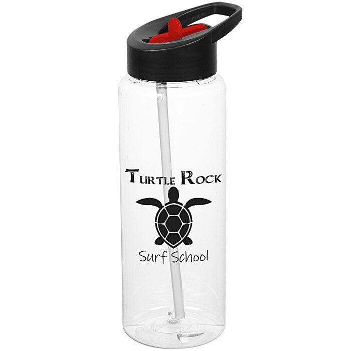 Custom Clear Impact Guzzler Sport Bottle with Two-Tone Flip Straw Lid - 32 oz
