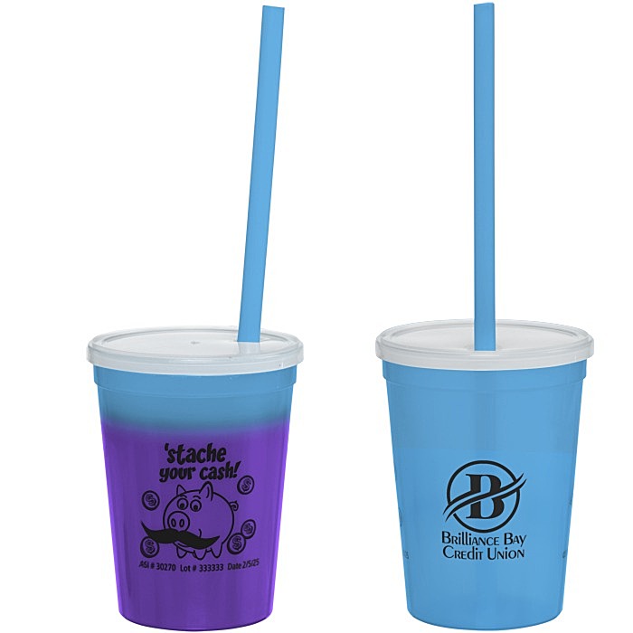 Custom Super Kid Mood Stadium Cup with Straw - 12 oz - Dollars and Cents