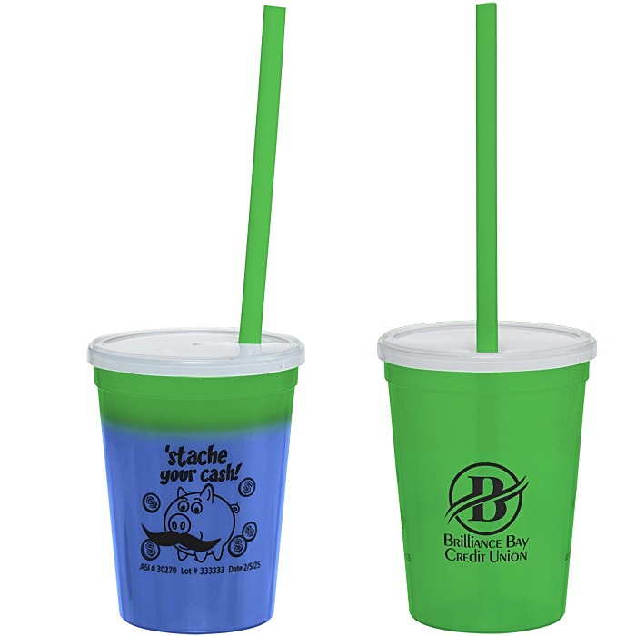 Custom Super Kid Mood Stadium Cup with Straw - 12 oz - Dollars and Cents