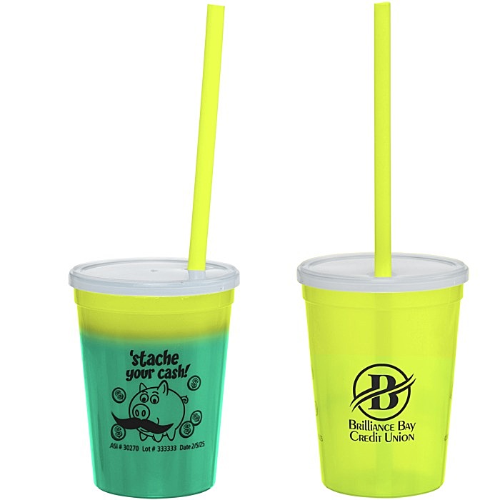 Custom Super Kid Mood Stadium Cup with Straw - 12 oz - Dollars and Cents