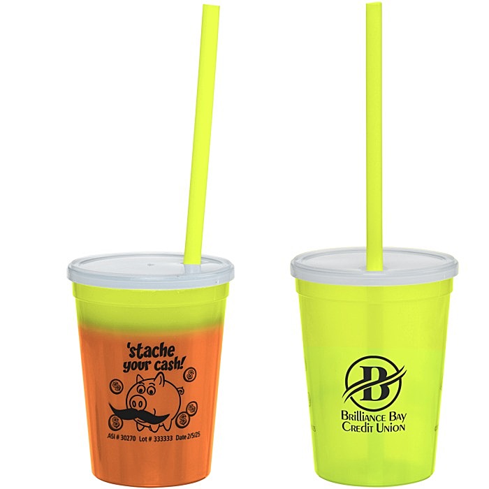 Custom Super Kid Mood Stadium Cup with Straw - 12 oz - Dollars and Cents