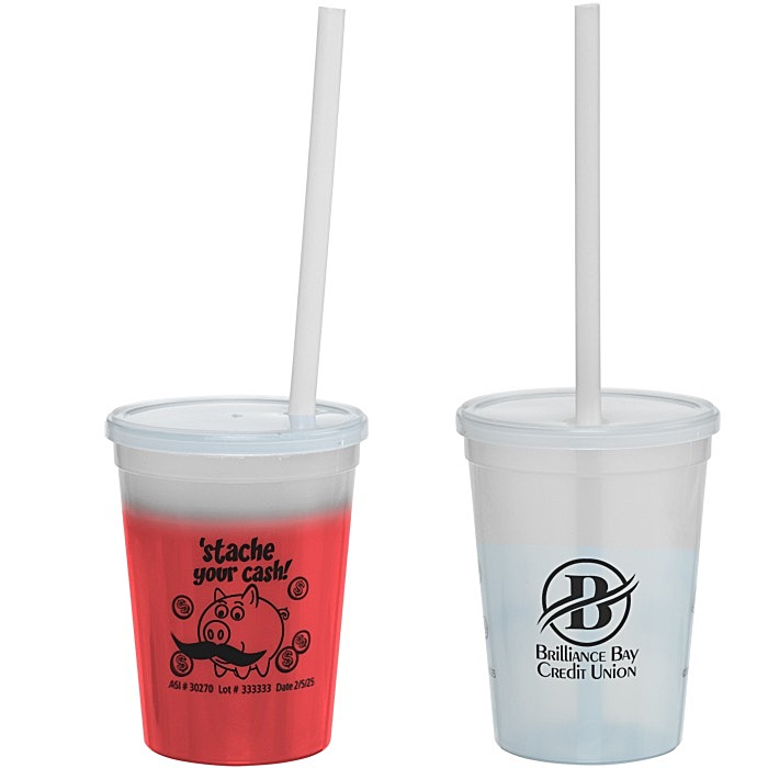 Custom Super Kid Mood Stadium Cup with Straw - 12 oz - Dollars and Cents