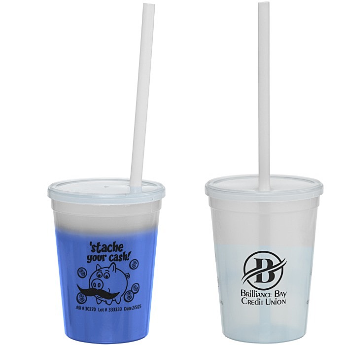 Custom Super Kid Mood Stadium Cup with Straw - 12 oz - Dollars and Cents