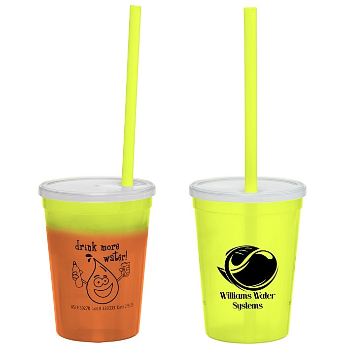 Custom Super Kid Mood Stadium Cup with Straw - 12 oz - Healthy Habits