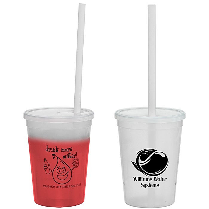 Custom Super Kid Mood Stadium Cup with Straw - 12 oz - Healthy Habits