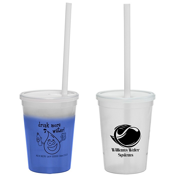Custom Super Kid Mood Stadium Cup with Straw - 12 oz - Healthy Habits