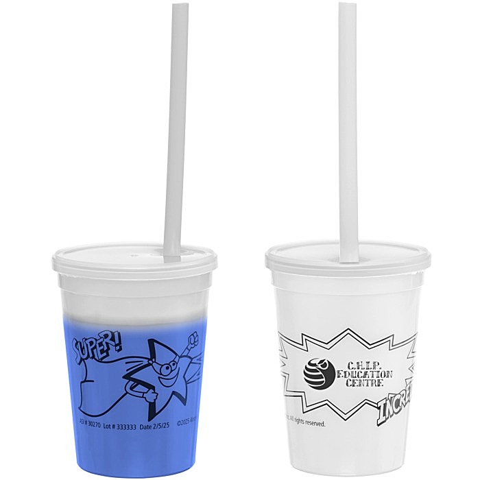 Custom Super Kid Mood Stadium Cup with Straw - 12 oz - Superhero