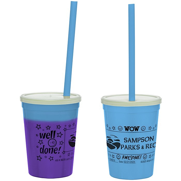 Custom Super Kid Mood Stadium Cup with Straw - 12 oz - Wow Words