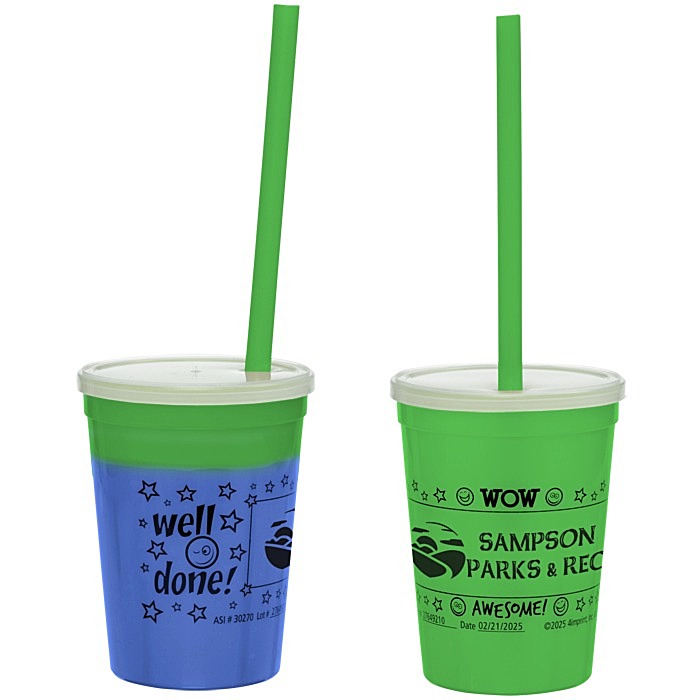 Custom Super Kid Mood Stadium Cup with Straw - 12 oz - Wow Words