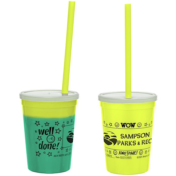 Custom Super Kid Mood Stadium Cup with Straw - 12 oz - Wow Words