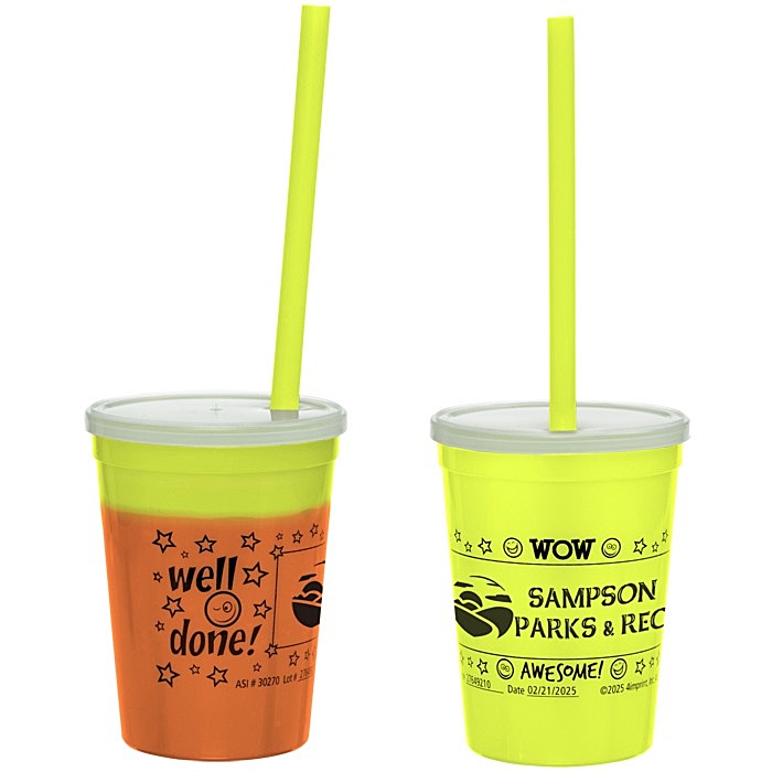 Custom Super Kid Mood Stadium Cup with Straw - 12 oz - Wow Words