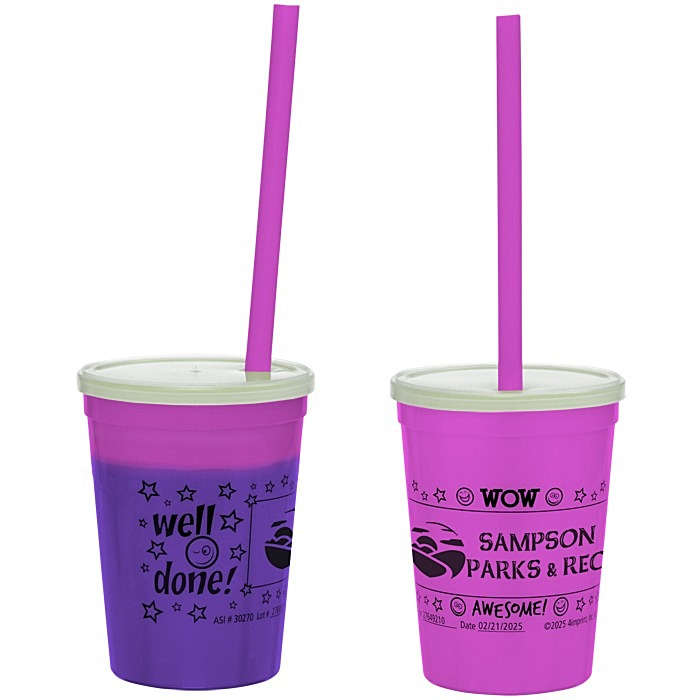 Custom Super Kid Mood Stadium Cup with Straw - 12 oz - Wow Words