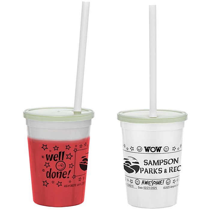 Custom Super Kid Mood Stadium Cup with Straw - 12 oz - Wow Words