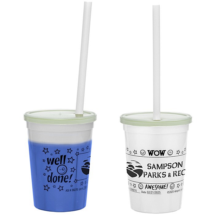Custom Super Kid Mood Stadium Cup with Straw - 12 oz - Wow Words