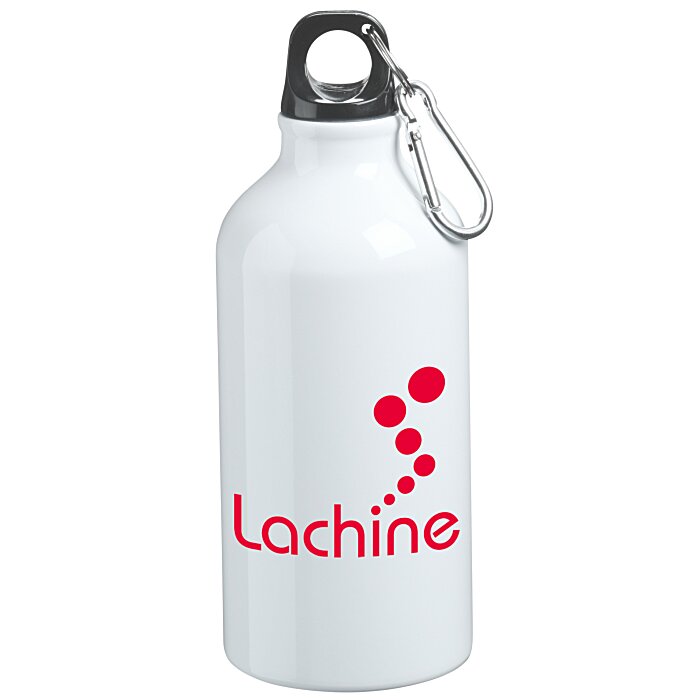 Custom Aluminum Water Bottle with Carabiner - 16 oz - 24 hr