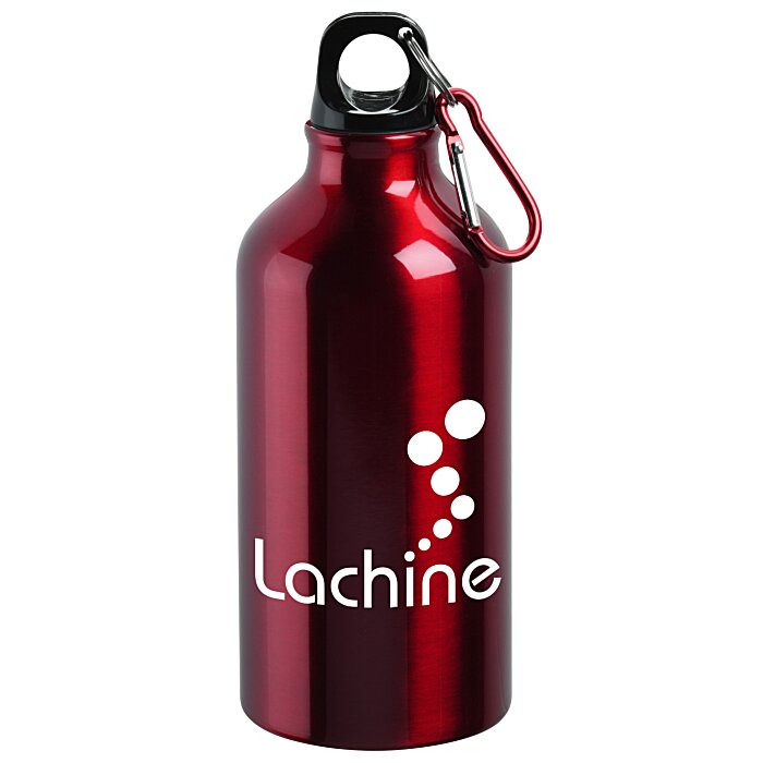 Custom Aluminum Water Bottle with Carabiner - 16 oz - 24 hr