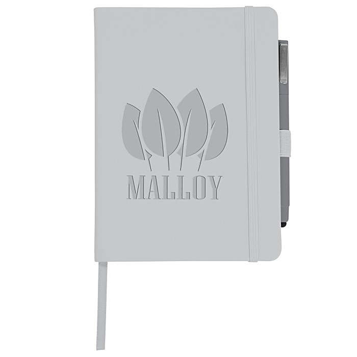 Custom Vienna Satin Touch Hard Cover Notebook with Pen - Debossed