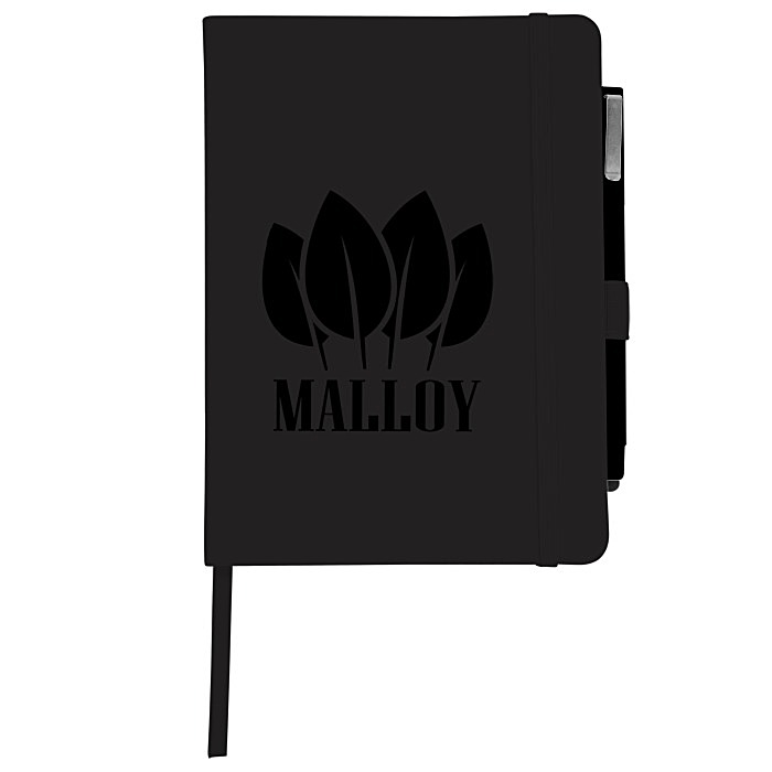 Custom Vienna Satin Touch Hard Cover Notebook with Pen - Debossed - 24 hr