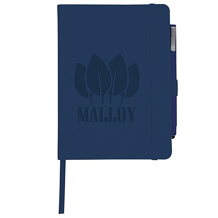 Custom Vienna Satin Touch Hard Cover Notebook with Pen - Debossed - 24 hr