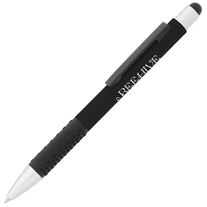 Custom Honeycomb Soft Touch Stylus Metal Pen - Closeout Colours