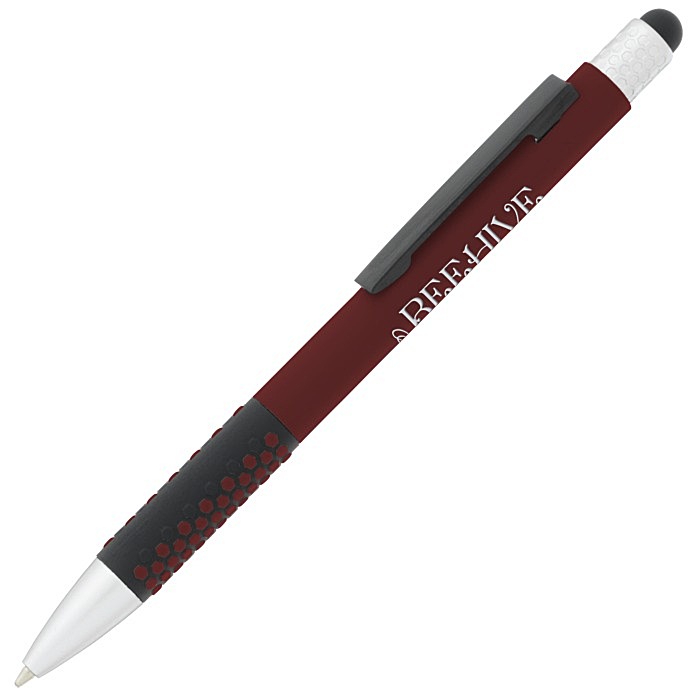 Custom Honeycomb Soft Touch Stylus Metal Pen - Closeout Colours